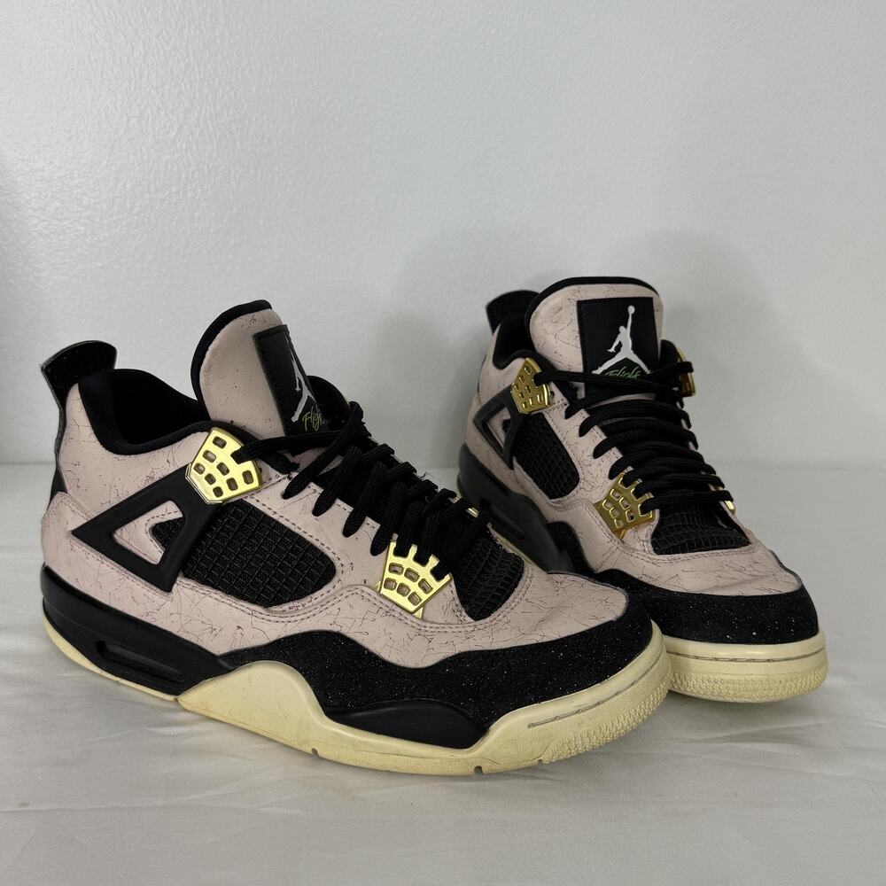 Nike Air Jordan 4 Retro Shoes Womens 10 Pink Slit Splatter AQ9129-601 Sneakers